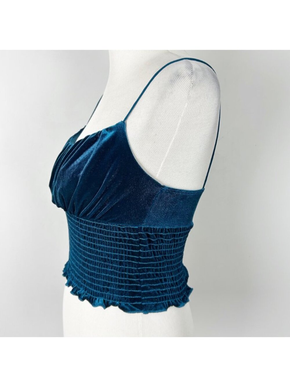 Urban Outfitters Turquoise Velvet Crop Top Cami Milkmaid Whimsigoth Size Medium - Picture 2 of 4